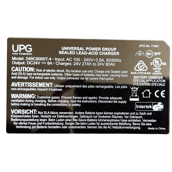 UPG Wheelchair Sealed Lead-Acid Battery Charger No. 71697 Model 24BC8000T-4 - Picture 4 of 5